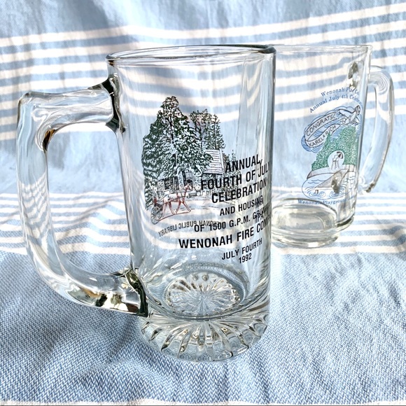 3 Vintage Glass Beer Mugs - Picture 3 of 11
